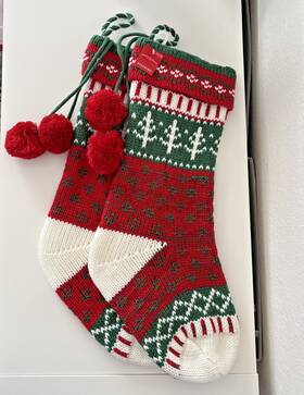 Target 741895757487 Wondershop Cable Knit Christmas Stockings Pom Pots New Lot Of 2 Soft