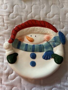 Target 803908000093 Dolomite Santa Snowman Christmas Trinket Candy Dish Plate 6 Inch New