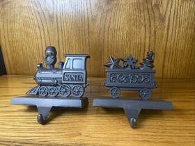 Target 843902005434 Train Stocking Holders Set Of 2 Christmas Hangers Brushed Metal Finish 1lb