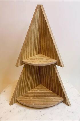 Target 886804129983 Bullseyes Wooden Christmas Tree Corner Shelf Display Decor 12 Inch Stand