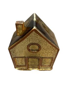 90052423 Target Wondershop Lit Led Gold Plated Glass House 6.25 Inch H Christmas Figurine
