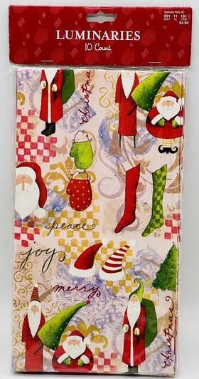 Target Brands 026599713619 Brand Christmas Luminary Bags Luminaries 10 Count Santa Vintage 2001 9.5 Inch
