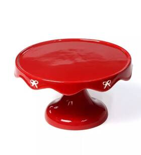 Target Bullseye Playground 873548042944 Bullseyes Christmas 2025 Red Ceramic Cake Stand With Bow Trim 4 Inch H New