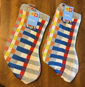 335004820 Target / Lego New Collection Christmas Stockings Sweater Knit Color Block Stripe 20 Inch