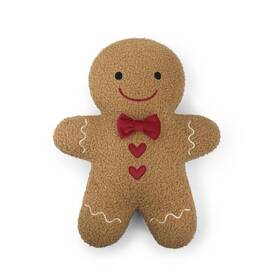 1473-eb-b123 Target Wondershop New Christmas 2025 Sherpa Gingerbread Man Throw Pillow Red Bowtie Hearts