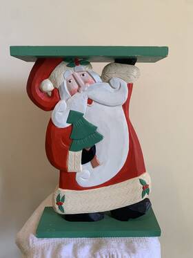 08890702858 Tat Holiday Decor Santa Claus Wood Carved Free Standing Shelf Christmas 18.5 Inch