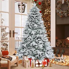 1225 Taus 199449789352 6ft Pre-lit Snow Flocked Artificia Christmas Tree With Branch Tips &260 Lights