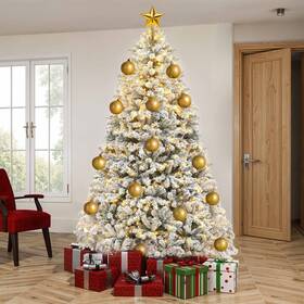 Beyshfo0ze Taus 6ft Prelit Snow Flocked Artificial Full Christmas Tree With 1100 Branch Tips