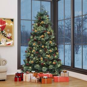 Beyshzoo16 Taus 7.5ft Prelit Artificial Christmas Tree 1200 Mixed Tips Pine Needles 45 Pinecones