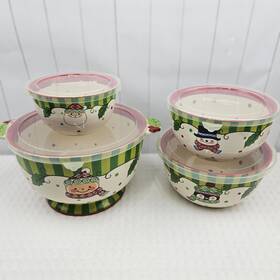 Ppp-sq-861917 Temp-tations By Tara Christmas Nesting Bowls Lids Cardinals Santa Snowman Penguin Winter Whimsey