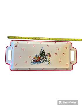 973185 Temptations Pattern Christmas Tree Sleigh Serving Tray Rectangle