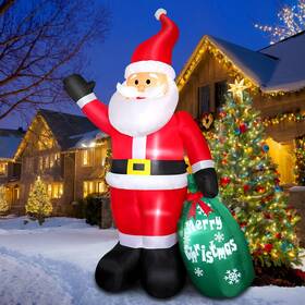Thanger 975182255903 7 Ft Christmas Inflatable Santa Claus With Green Gift Bag Blow Up Sa