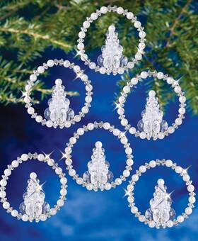The Beadery 045155904605 Beaded Ornament Kit Chrst Christmas Tree Wreath Makes 12
