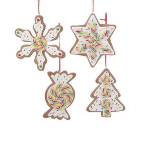 The Bridge Collection 840092207730 Rainbow Swirl Gingerbread Cookie Ornaments Set Of 4 Snowflake Christmas Tre