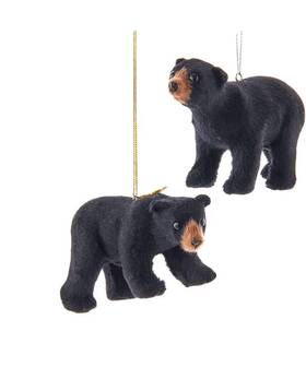 The Bridge Collection 840092270024 Black Bear Ornaments - Set Of 2 Soft Furry 4 Inch Christmas Ca