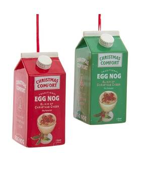The Bridge Collection 840092282690 Eggnog Carton Ornaments - Set Of 2 Christmas Comfort Cartons Orna