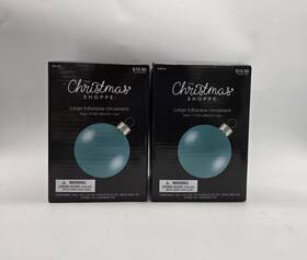 5965108 The Christmas Shoppe Set Of 2 Large Inflatable Ornament Outdoor Decor Teal 17 Inch