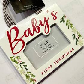 Hl9190683 The Christmas Shoppe By Hobby Lobby Picture Frame Ornament Babys First Wood Rectangle Photo