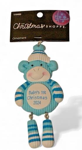 Hl9195162 The Christmas Shoppe Babys 1st 2024 Boys Ornament Blue White