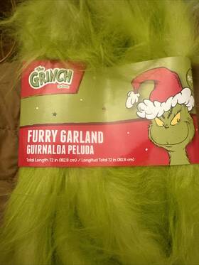 The Grinch Dr Seuss 193849068789 New Green Furry Fuzzy Christmas Tree Garland Decor 72 Inch