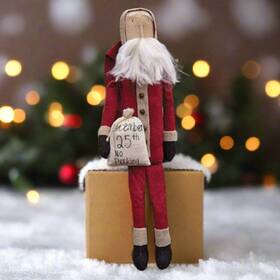 Cs38529-ih The Hearthside Collection Primitive Farmhouse Christmas No Peeking Santa Doll 20.25 Inch