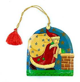 The Joy Tree 739761438240 Handpainted Wood Santa With Gifts Ornament - Holiday Christmas