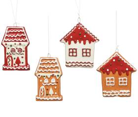 The Joy Tree 739761453908 Gingerbread House Ornaments - Decorated Cookie Christmas Set Of 4