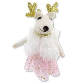 The Joy Tree 739761463709 Glamour Deer Ornament - Wool Reindeer In Fancy Dress Christmas Holiday