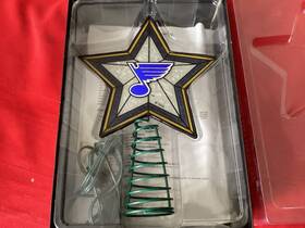 Mlb-lad-2023 The Memory Company Rare St. Louis Blues Mosaic Glass Christmas Tree Topper Nhl Light