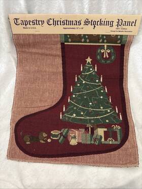 The Olde Greensborough Craft Company 081797850993 Nos Tapestry Christmas Stocking Panel Tree Presents Red