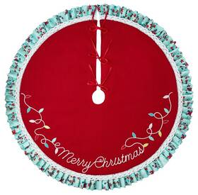 Pwh12801724011 The Pioneer Woman Red Knit Polyester Christmas Tree Skirt 48 Inch Nwt