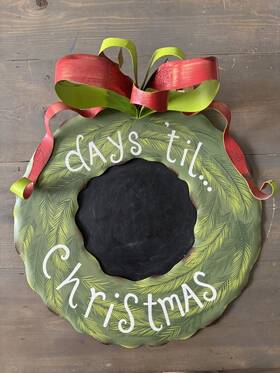 The Round Top Collection 848643015070 Rtc Inch Days Til Christmas Chalkboard Wreath With Bow