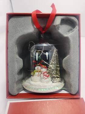 348590 Things Remembered Lighted Couple Cloche Ornament Snowmen Christmas