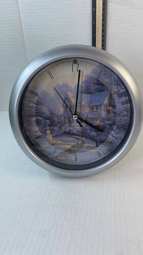 Thomas Kinkade 789683011557 Night Before Christmas Carol Clock 12 Songs Works Great
