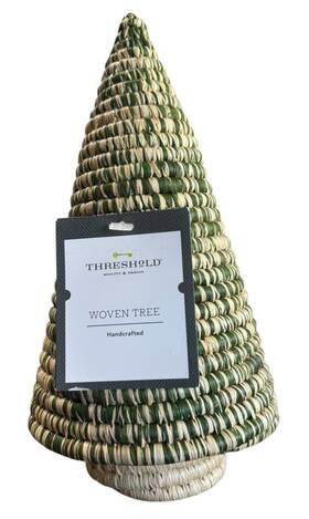 Threshold 196761591410 Target Woven Tree Christmas Decoration - Green And White Boho 9.5 Inch X 5