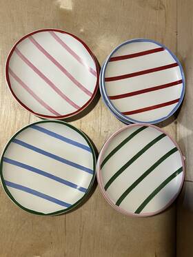 Threshold 198101320667 Target 6 Pk Inch Stoneware Striped Appetizer Plates Christmas 2024