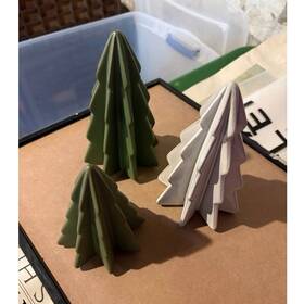 324-15-1340 Threshold Ceramic Green And White Christmas Tree Figurine Set Seasonal Decor