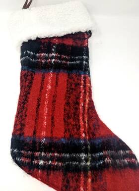 Threshold 490651588185 Red Plaid Sherpa Christmas Stocking Target 21 Inch Fluffy Black Blue