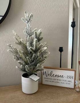 85714661 Threshold 22 Inch Artificial Christmas Faux Tree With White Snow Spotted Decor 2pack