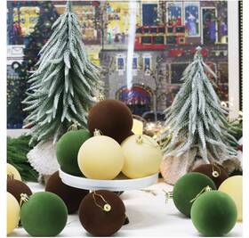 87951563 Threshold Christmas Tree Decorative Ornaments Velvet Set Of 20 Designed Brown Green Khaki