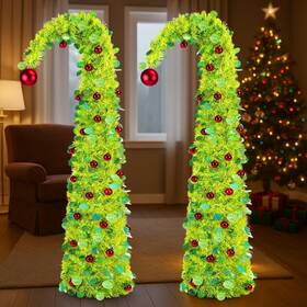 Dea-thyle-3136 Thyle 2 Pcs 5ft Bendable Pop Up Christmas Tree Collapsible Lime Green Whimsical Chr