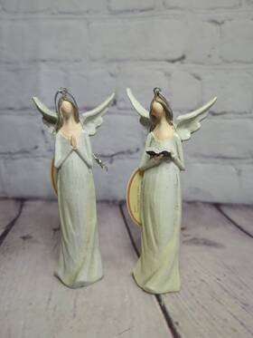 Tii Collections 666810205471 Set Of 2 Resin Praying Angel Reading Christmas Ornament A3