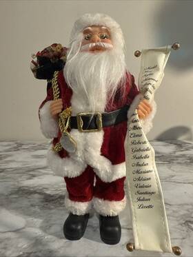 Tinsel And Elves 725835070027 Santa Clause Christmas Figurine With Nice List 12 Inch X7