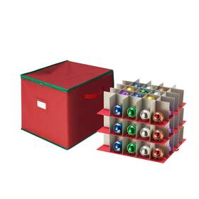 D630352 Tiny Tim Totes Christmas Ornament Storage Chest Holds 75 Balls With Dividers Stackable 16 Inches