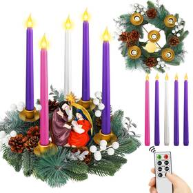 Boo-tioncy-7750 Tioncy 12 Inch Christmas Advent Wreath Candle Holder With Nativity Scene Figurine 5