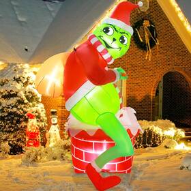 Togake 781328908130 Christmas Inflatable Outdoor Decoration 6ft Santa Green Giant Mouth Mo