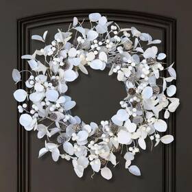 Win2401 Tokcare Winter Wreaths For Front Door 22 Inch White Christmas Wreath With Pinecones
