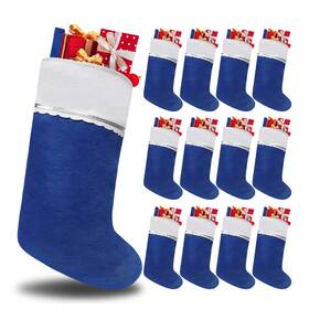 Tokforty 746555561701 12 Pack Felt Christmas Stockings 19 Inches Blue And White Stocking