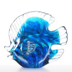 Ag2-hmygmd Tooarts Blue Tropical Fish Glass Sculpture Home Decoration Office Ornament Christmas