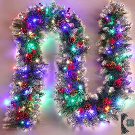 Izy0159 Toolacc 9ft Snowflake Christmas Garland With 50 Colorful Led Lights By Batteries Oper